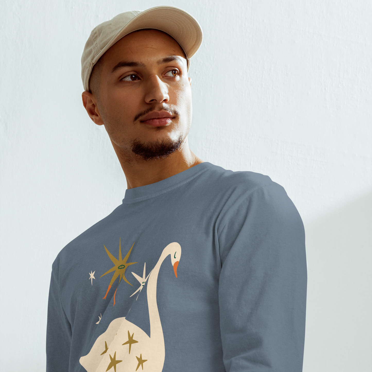 Starlit Swan Garment-dyed Heavyweight Long-Sleeve T-Shirt by Comfort Colors
