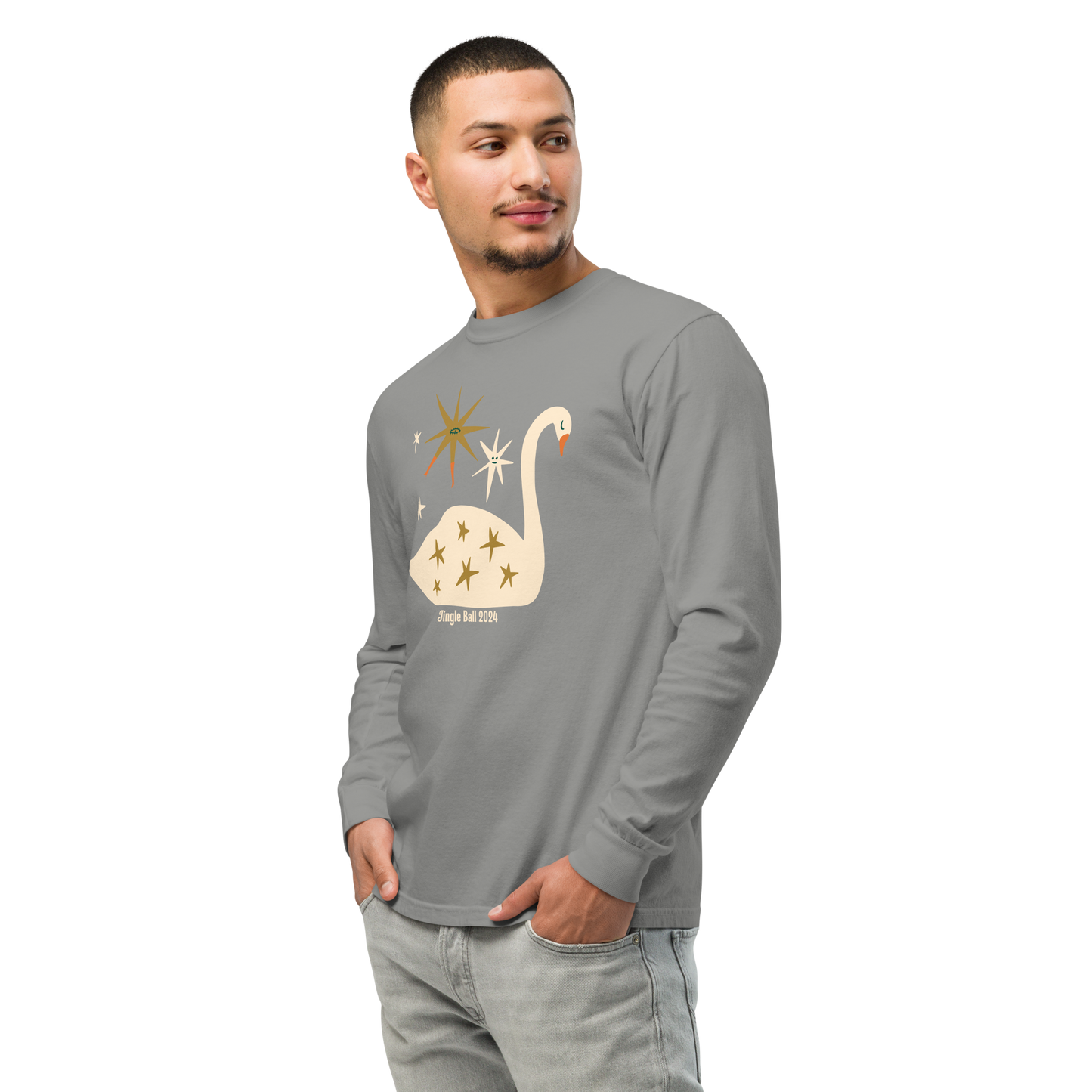 Starlit Swan Garment-dyed Heavyweight Long-Sleeve T-Shirt by Comfort Colors