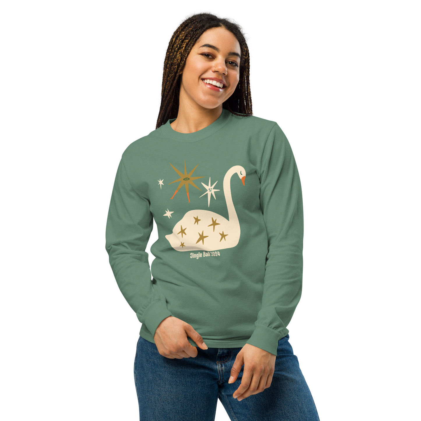 Starlit Swan Garment-dyed Heavyweight Long-Sleeve T-Shirt by Comfort Colors