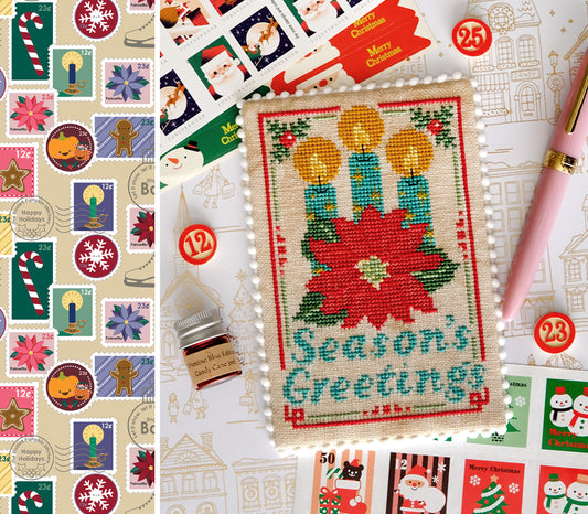 Season’s Greetings From The Fox Family with Frosted Pumpkin Stitchery